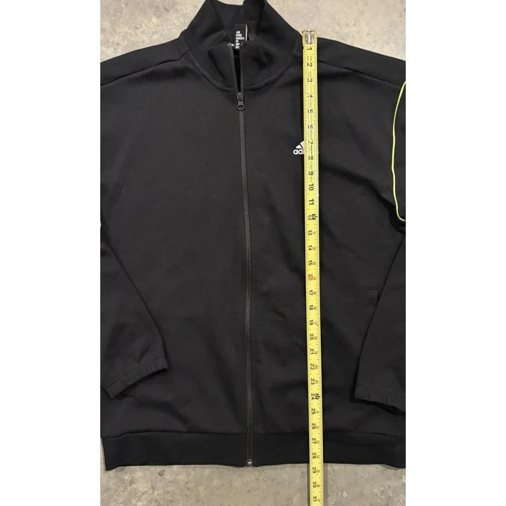 ADIDAS Must Haves Primeblue Full Zip Track Jacket Black Neon Green Men’s Large